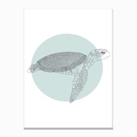 Marine Circle & Turtle Canvas Print