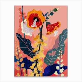 Colourful Flower Illustration Hollyhock 4 Canvas Print