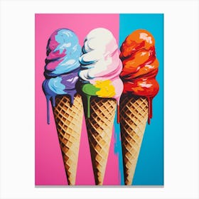 Pop Art Colourful Ice Cream Cone 4 Canvas Print