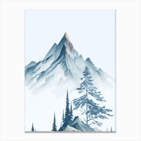 Mountain And Forest In Minimalist Watercolor Vertical Composition 337 Canvas Print