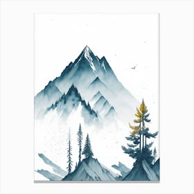 Mountain And Forest In Minimalist Watercolor Vertical Composition 210 Canvas Print