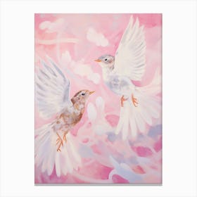 Pink Ethereal Bird Painting Hermit Thrush 3 Canvas Print