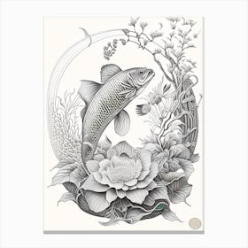 Showa Koi Fish 1, Haeckel Style Illustastration Canvas Print