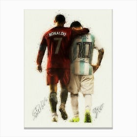 Messi And Ronaldo Painting Canvas Print