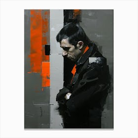 Man In Black And Orange Canvas Print