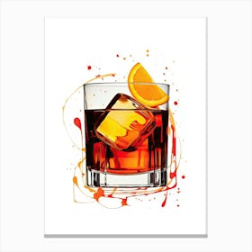 Illustration Negroni Floral Infusion Cocktail 4 Canvas Print