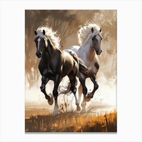 Two Horses Running 16 Toile