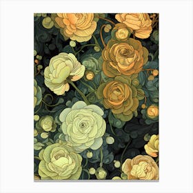 Roses On A Black Background Canvas Print