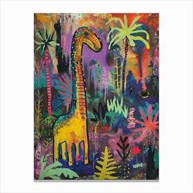 Dinosaur In A Tropical Jungle Painting 1 Canvas Print