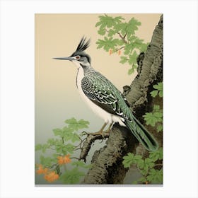 Ohara Koson Inspired Bird Painting Roadrunner 2 Canvas Print
