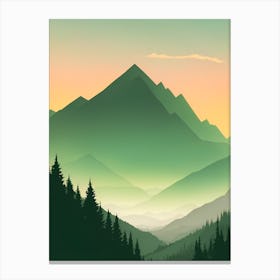 Misty Mountains Vertical Composition In Green Tone 16 Canvas Print