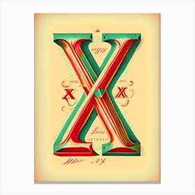 X, Letter, Alphabet Vintage Sketch 1 Canvas Print