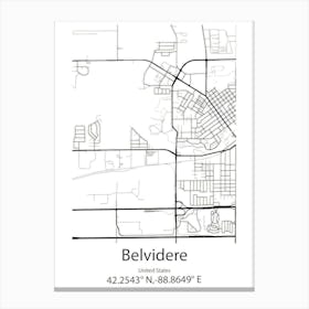 Belvidere,United States Minimalist Map 1 Canvas Print