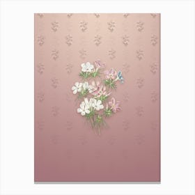 Vintage Thick Flower Slender Tube Botanical on Dusty Pink Pattern n.2052 Canvas Print