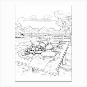 Line Art Inspired By The Luncheon On The Grass 2 Canvas Print