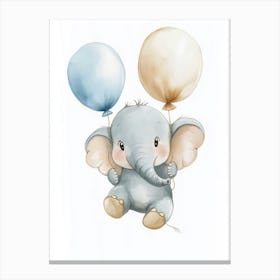 Baby Elephant With Balloons Canvas Print