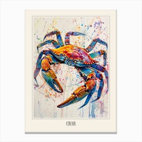 Crab Colourful Watercolour 4 Poster Canvas Print