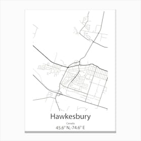 Hawkesbury,Canada Minimalist Map Canvas Print