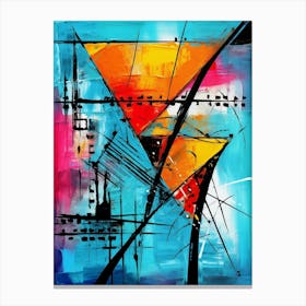 Ocean IV, Avant Garde Modern Vibrant Abstract Painting with Blue Background Canvas Print