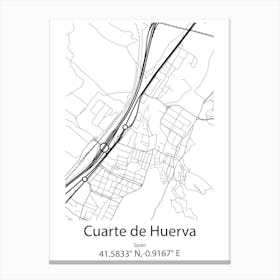 Cuarte De Huerva,Spain Minimalist Map Canvas Print