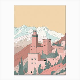 Toubkal Morocco Color Line Drawing (6) Canvas Print