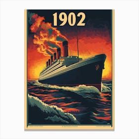 Aihrgdesign A Vintage Travel Poster Of A Grand Ocean Liner Cr 178cf678 17d6 4716 912e 1583dca501a6 1 Canvas Print