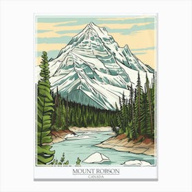 Mount Robson Canada Color Line Drawing 6 Poster Canvas Print