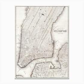 Map Of The City Of New York Canvas Print