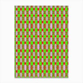 Green And Pink Checkered Pattern Canvas Print