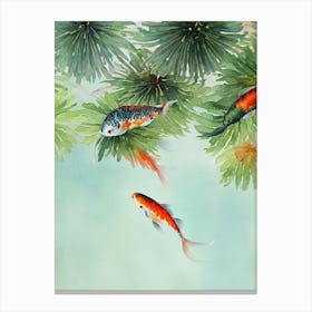 Koi Fish Storybook Watercolour Canvas Print