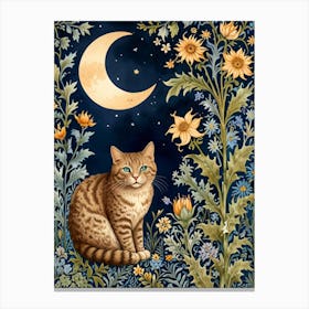 William Morris Cat In The Moonlight Canvas Print