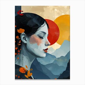 Girl With Flowers Canvas Print