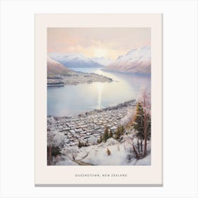 Dreamy Winter Painting Poster Queenstown New Zealand 1 Canvas Print