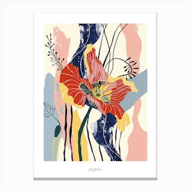 Colourful Flower Illustration Poster Poppy 3 Canvas Print