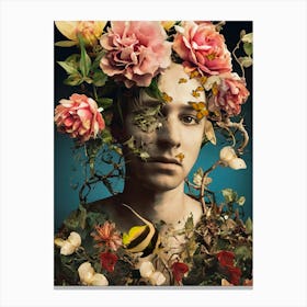 Man With Flowers On His Head Canvas Print
