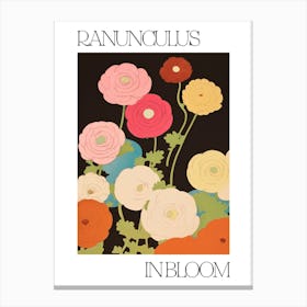 Ranunculus In Bloom Flowers Bold Illustration 1 Canvas Print