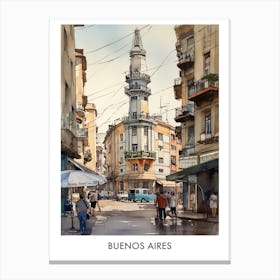 Buenos Aires Watercolor 1 Travel Poster Canvas Print