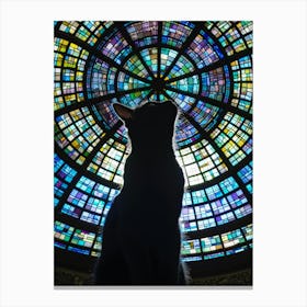 Cat In Front Of Stained Glass Window 3 Canvas Print