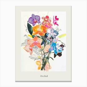 Orchid 3 Collage Flower Bouquet Poster Canvas Print