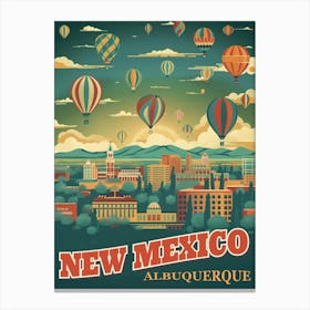 Albuquerque, New Mexico with a Hot Air Balloon Poster Canvas Print