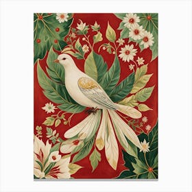 Botanical Christmas Dove Canvas Print