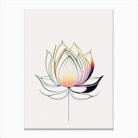 Lotus Flower, Buddhist Symbol Abstract Line Drawing 1 Canvas Print