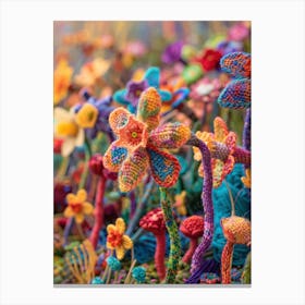 Daffodils Field Knitted In Crochet 5 Canvas Print