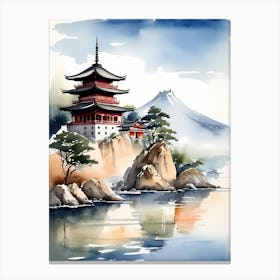 Japanese Landscape Watercolor Painting (46) 1 Canvas Print
