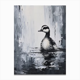Black & White Brushstroke Duckling Canvas Print
