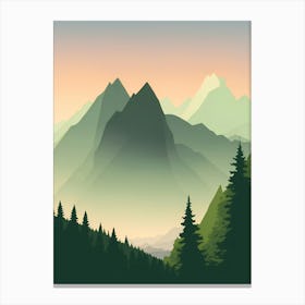 Misty Mountains Vertical Composition In Green Tone 4 Canvas Print