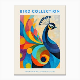 Peacock Geometric Colourful Patterns Poster Canvas Print