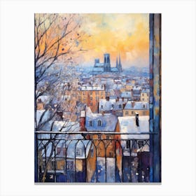 Winter Cityscape Paris France 4 Canvas Print