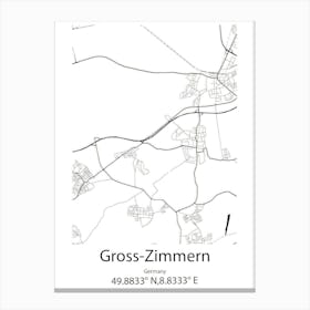 Gross Zimmern,Germany Minimalist Map Canvas Print