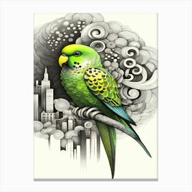 Fizzgig Parrot In The City Canvas Print